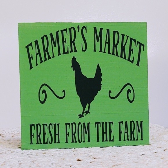 Handmade Tiered Tray Decor/Mini Wood Sign/Farmer's Market Fresh From The Farm - Picture 1 of 1